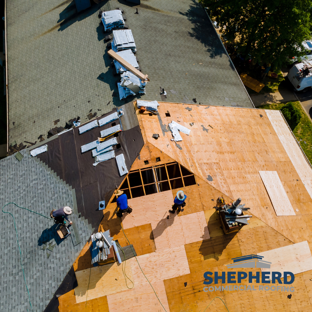 commercial roof being replaced