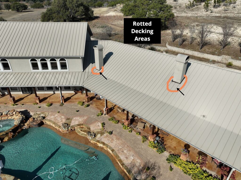 Chimney flashing replacement on standing seam metal roof – East Texas