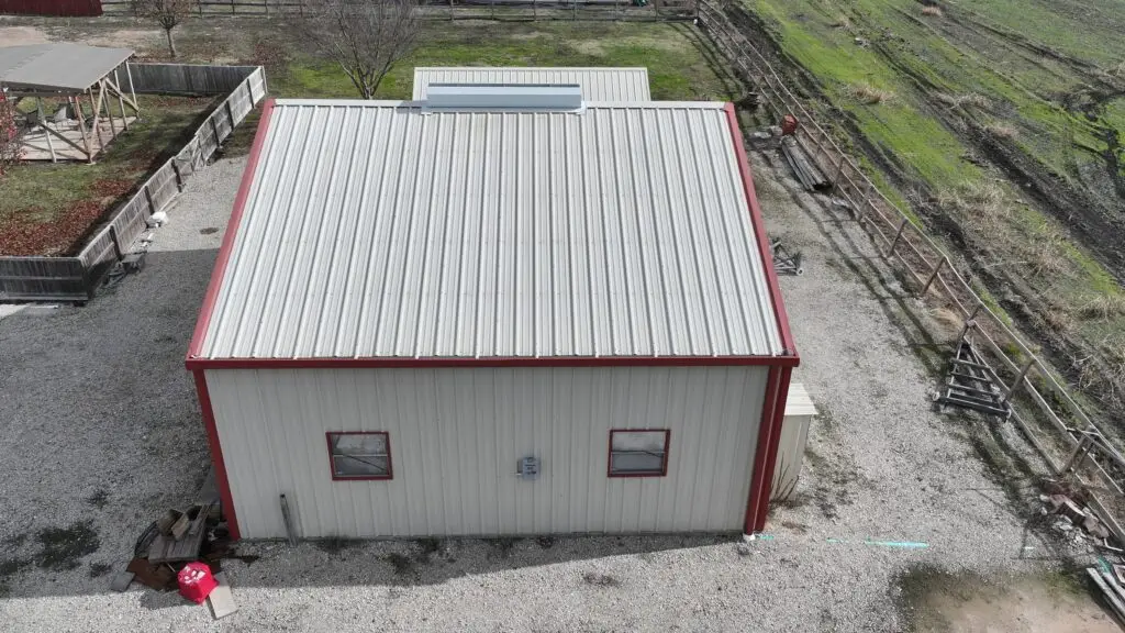 Eagle view of working shed in McKinney Texas