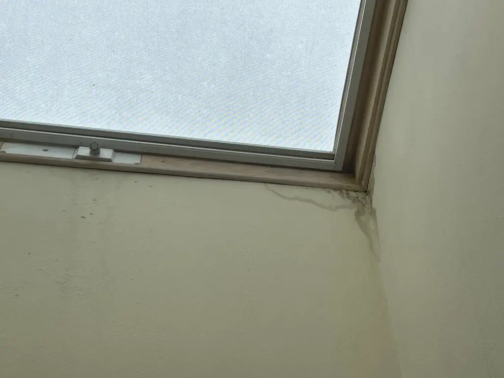 inside of skylight on metal roof